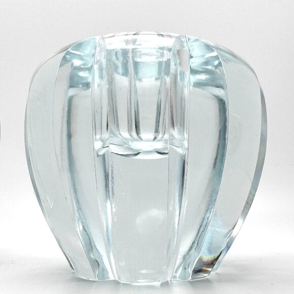 Orrefors Heavy Fluted Crystal Tapered Candle Holders Vtg Sweden Signed - Picture 6 of 6